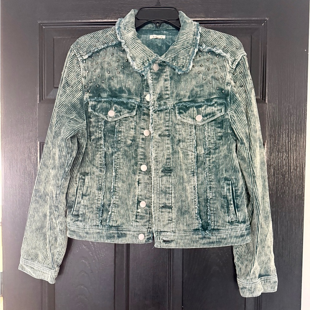 POL Green Distressed like Corduroy Jacket